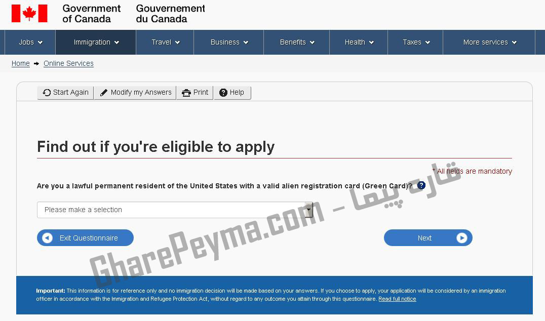 آموزش نحوه درخواست ویزا بازدیدکننده VisitorVisa کانادا در سایت CIC