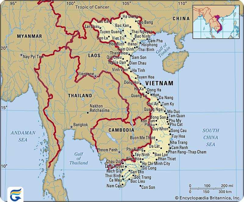 نقشه تمام شهر های ویتنام