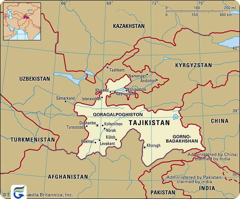نقشه تاجیکستان