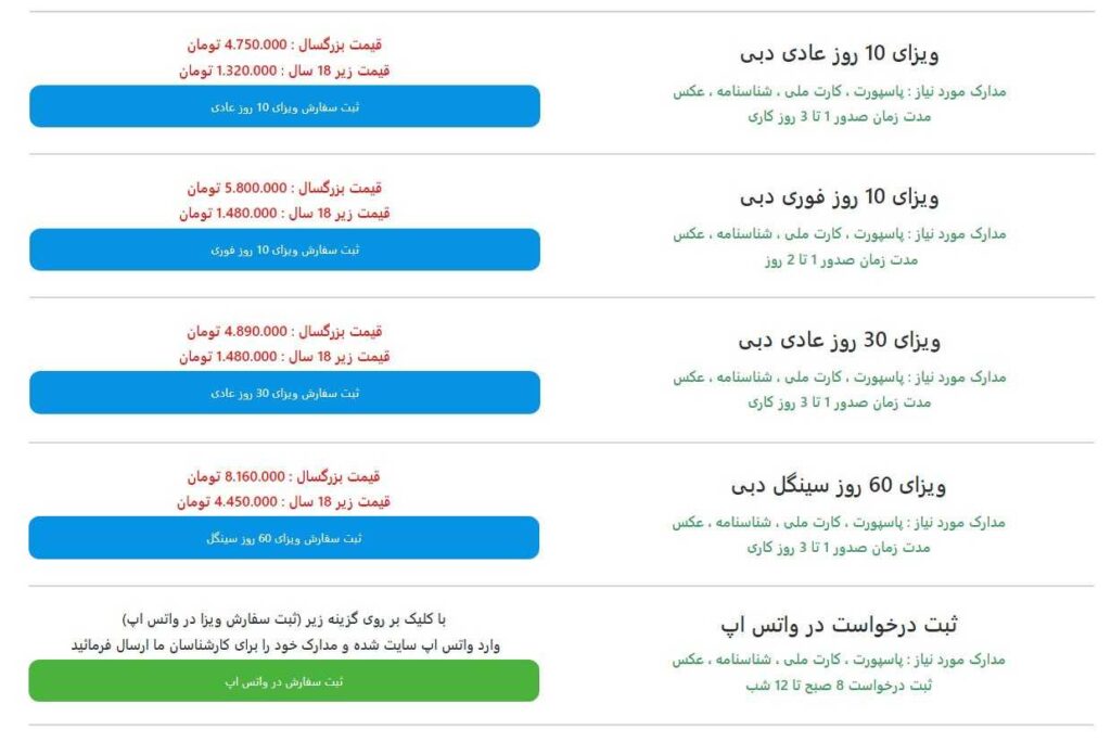 انتخاب نوع ویزا درخواستی 