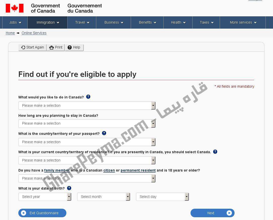 آموزش نحوه درخواست ویزا تحصیلی کانادا در سایت CIC