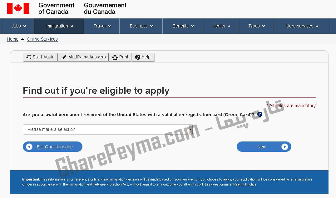 آموزش نحوه درخواست ویزا کار Workpermit کانادا در سایت CIC