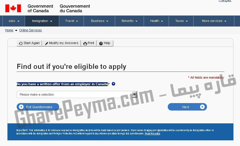 آموزش نحوه درخواست ویزا کار Workpermit کانادا در سایت CIC