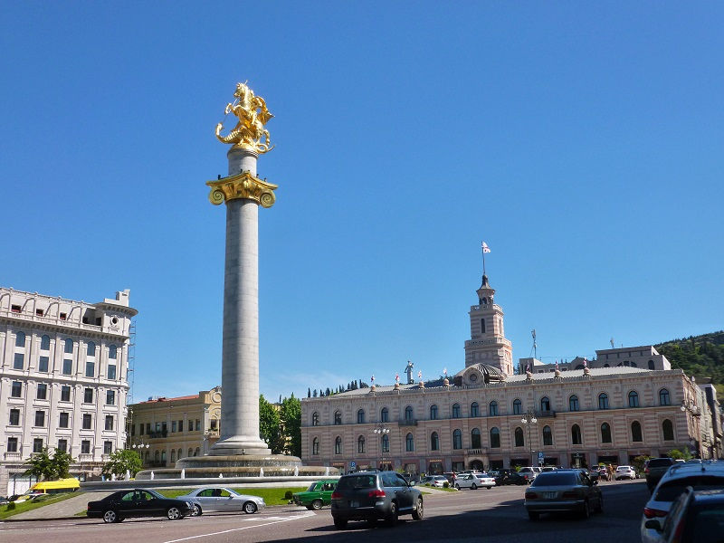 میدان آزادی و خیابان روستاولی تفلیس گرجستان freedom Square and Rustavi St. Tbilisi, Georgia