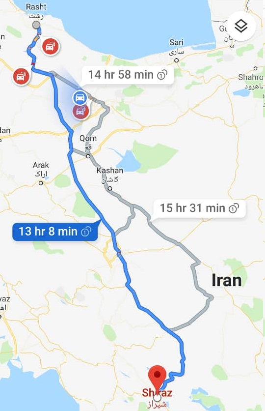 اتوبوس رشت شیراز